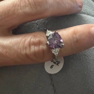 New Jackpot Candles silver tone ring with purple stone in size 6